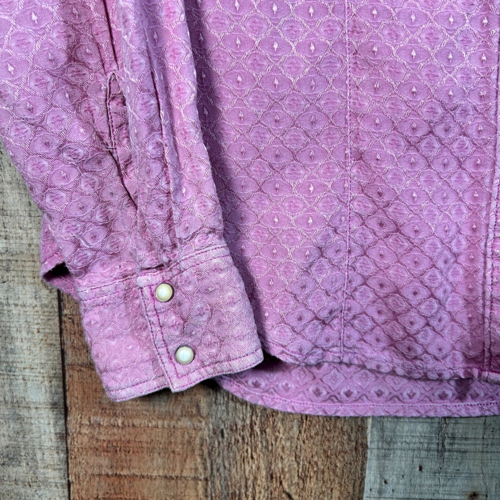 Ryan Michael Pink Silk Cotton Embroidered Western Pearl Snap Shirt Small S - Picture 2 of 11